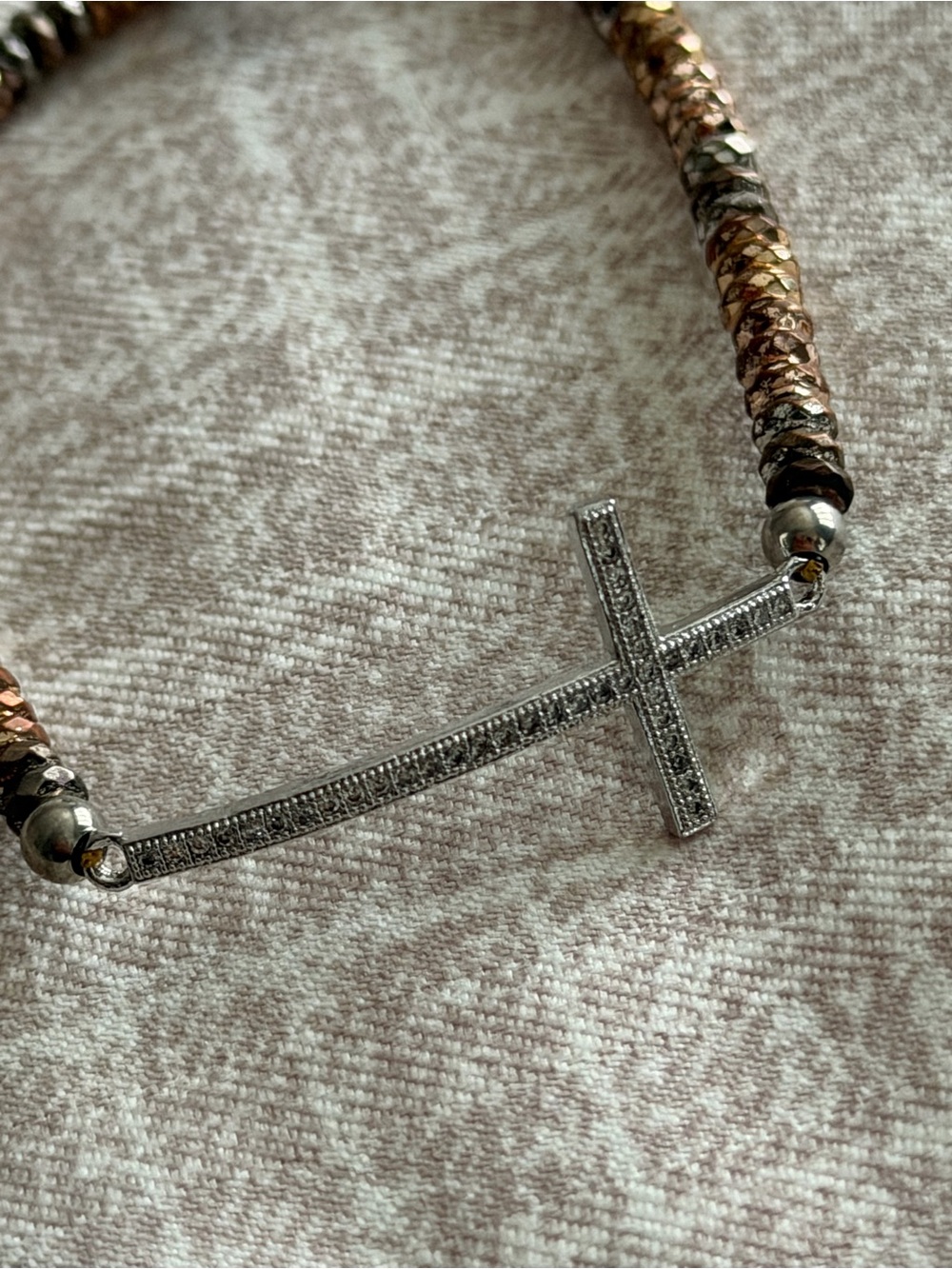 Multi-Colored Beaded Cross Stretch Bracelet - Picture 2 of 4
